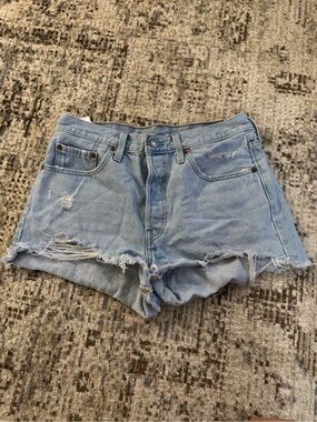 Levi's Light Blue Distressed Denim Cutoff Shorts